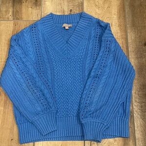 J. Crew 100% Cotton Cable Knit V-neck Pullover Sweater-Small